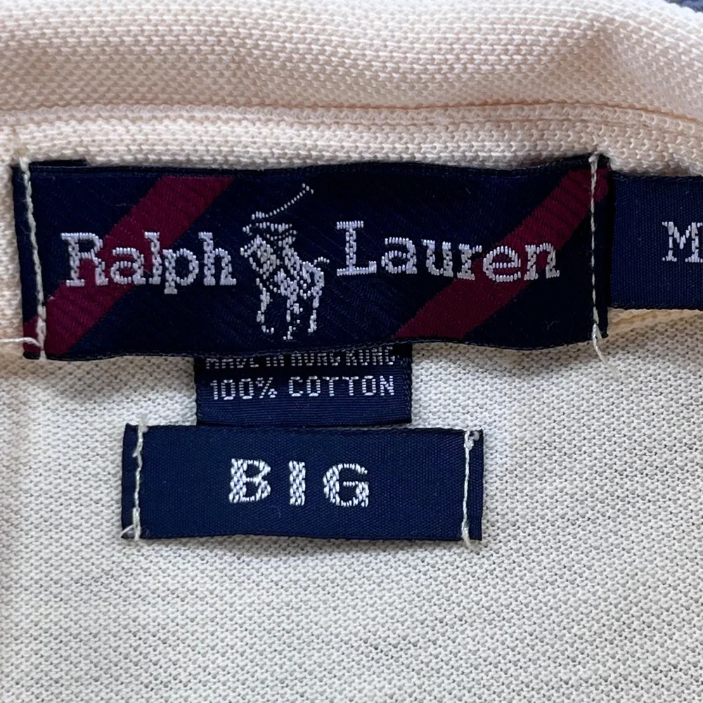 Ralph Lauren Mens Big M Polo Shirt Yellow Cotton Pique Button Down Collar Pocket